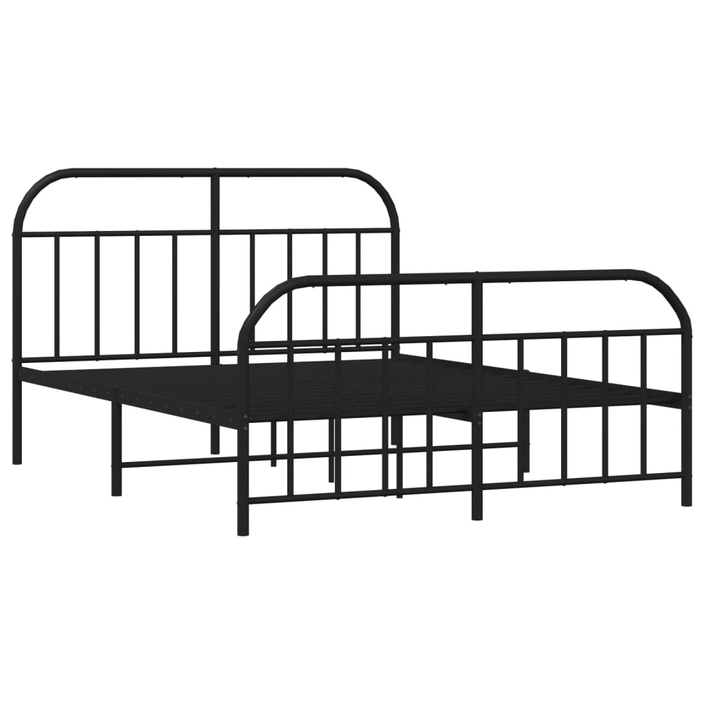 Metal Bed Frame without Mattress with Footboard Black 53.1"x74.8"