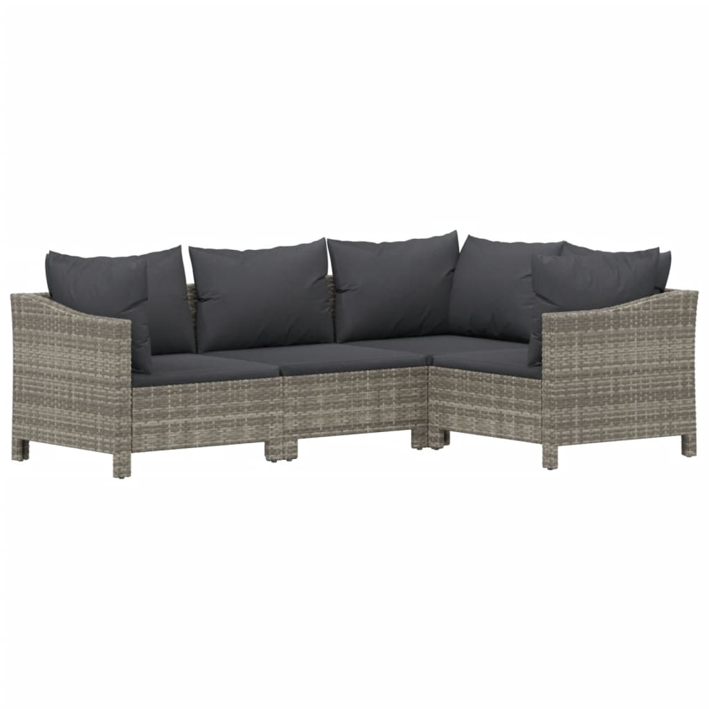 6 Piece Patio Lounge Set with Cushions Gray Poly Rattan