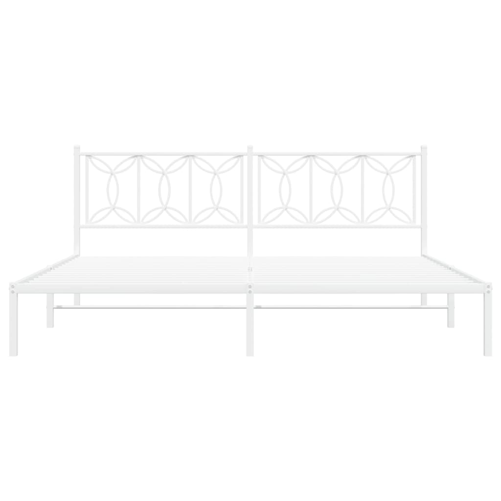 Metal Bed Frame without Mattress with Headboard White 76"x79.9"