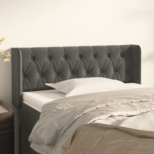 Headboard with Ears Dark Gray 40.6"x6.3"x30.7"/34.6" Velvet