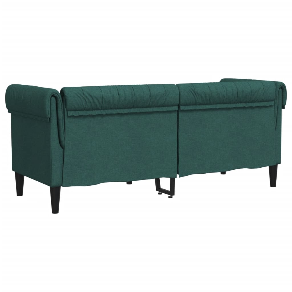 Chesterfield Sofa 2-Seater Dark Green Fabric