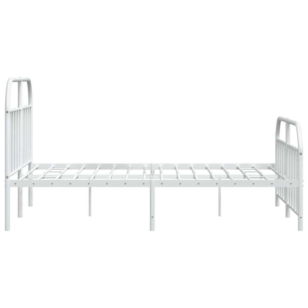 Metal Bed Frame without Mattress with Footboard White 72"x83.9"