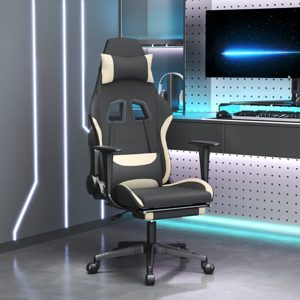 Gaming Chair with Footrest Black and Orange Fabric