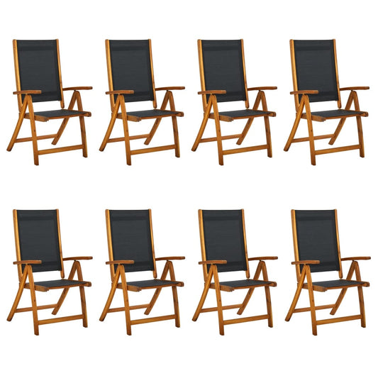 Folding Patio Chairs 8 pcs Solid Wood Acacia and Textilene