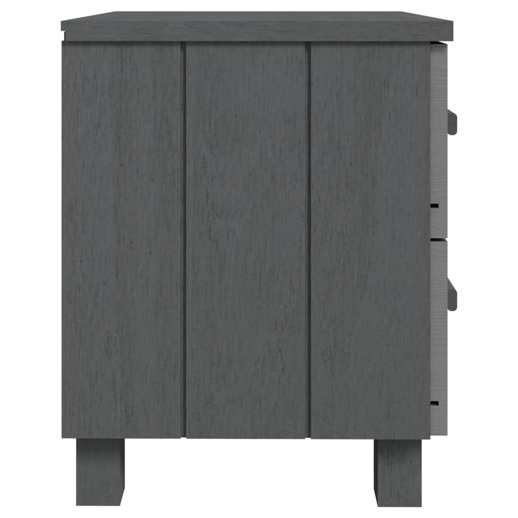 Bedside Cabinets HAMAR 2 pcs Dark Gray 15.7"x13.8"x17.5" Solid Wood