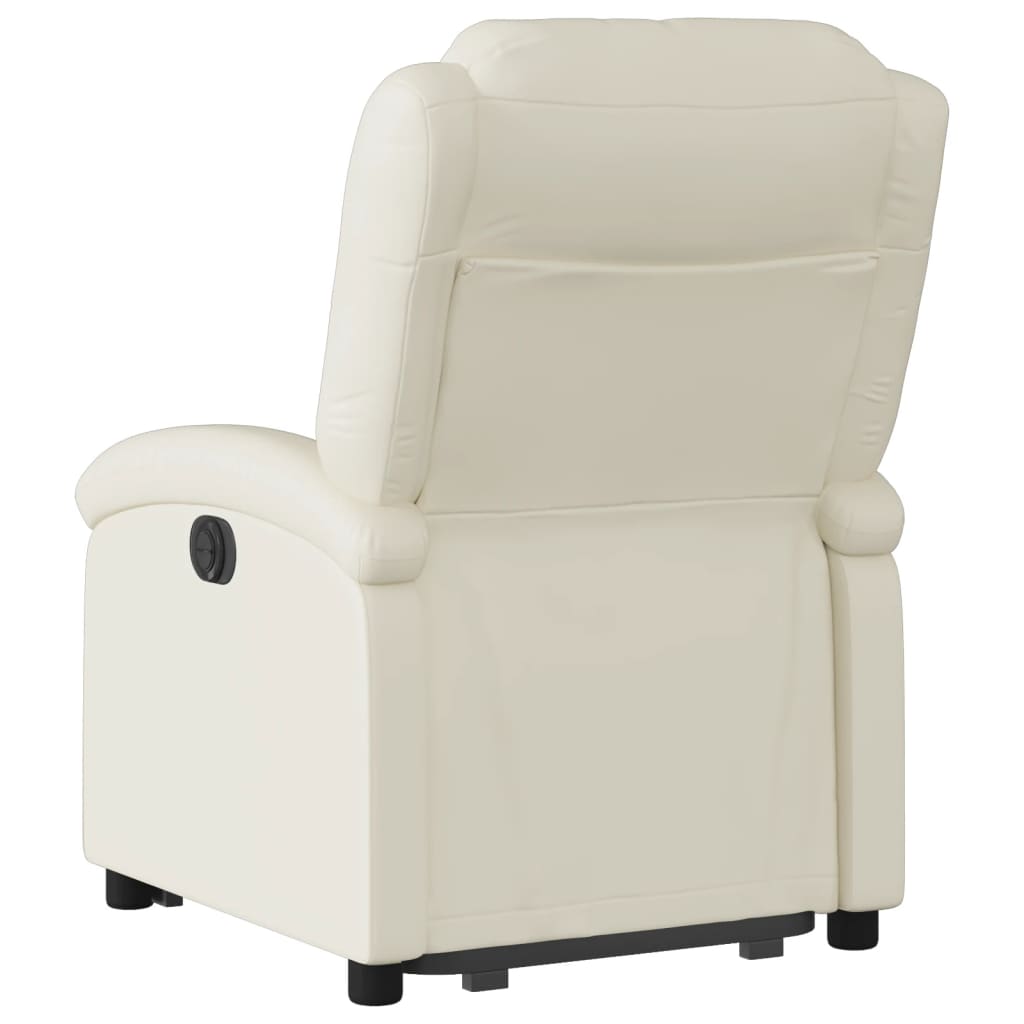 Stand up Recliner Chair Cream Faux Leather