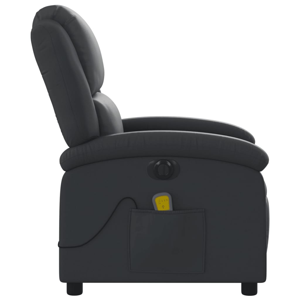 Electric Massage Recliner Chair Black Real Leather