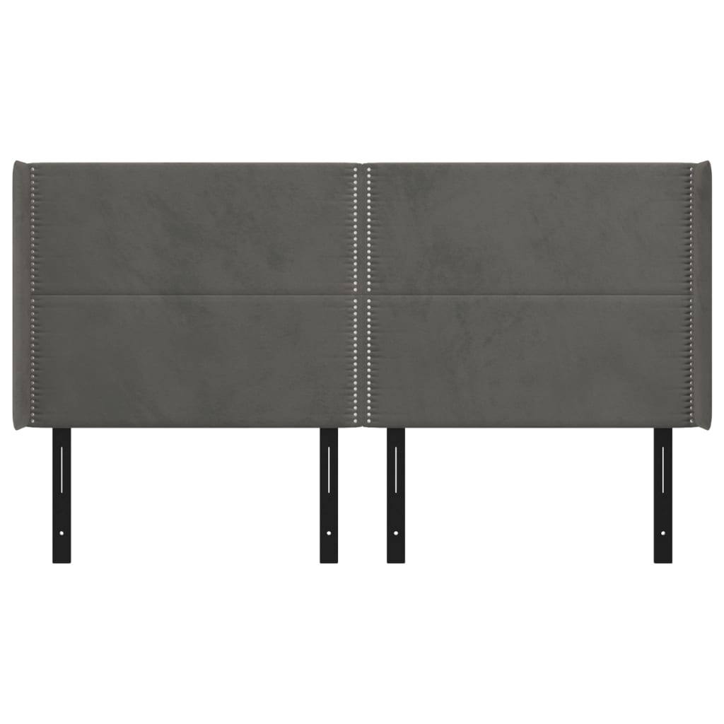 Headboard with Ears Dark Gray 72"x6.3"x46.5"/50.4" Velvet