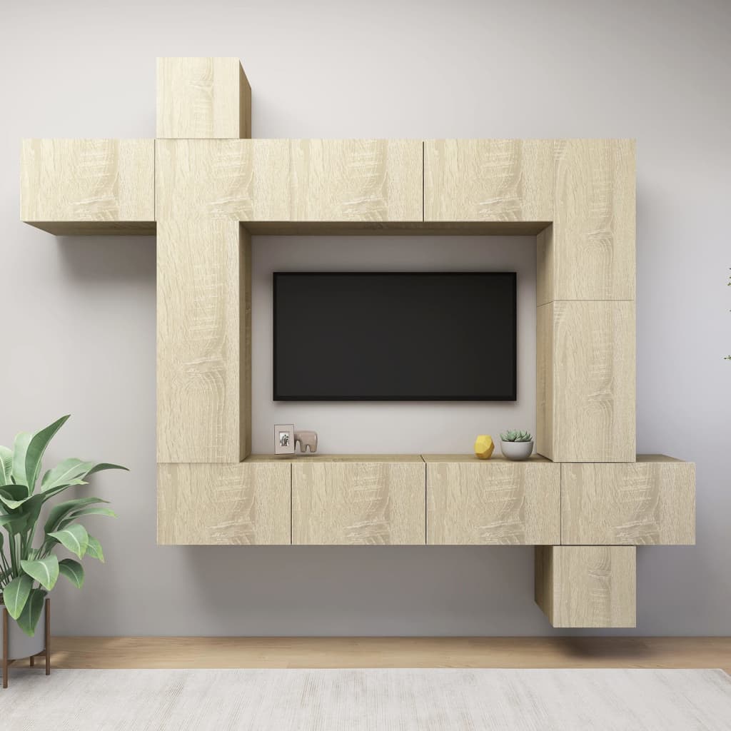 10 Piece TV Stand Set White Engineered Wood