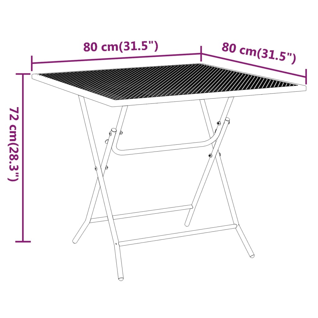 3 Piece Patio Dining Set Expanded Metal Mesh Anthracite