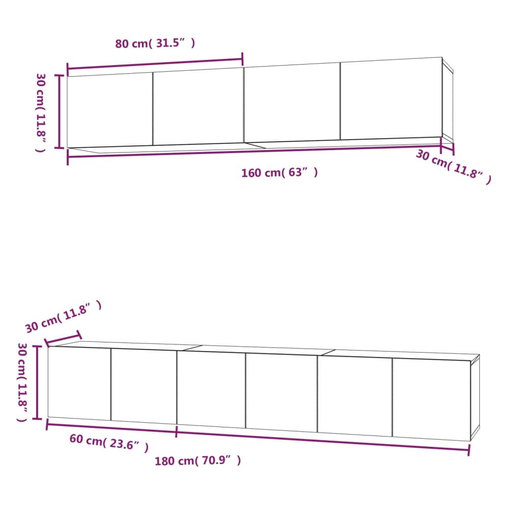 5 Piece TV Stand Set Black Engineered Wood