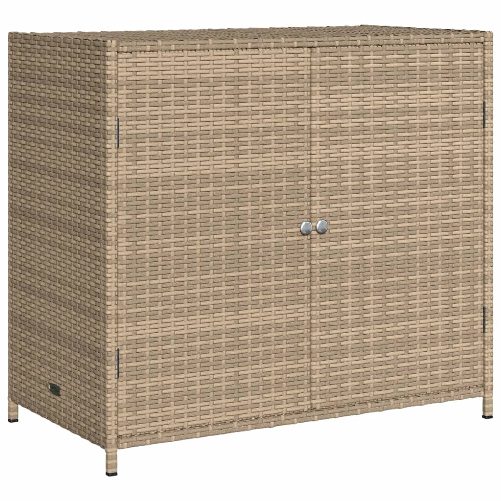 Patio Storage Cabinet Beige 32.7"x17.7"x29.9" Poly Rattan