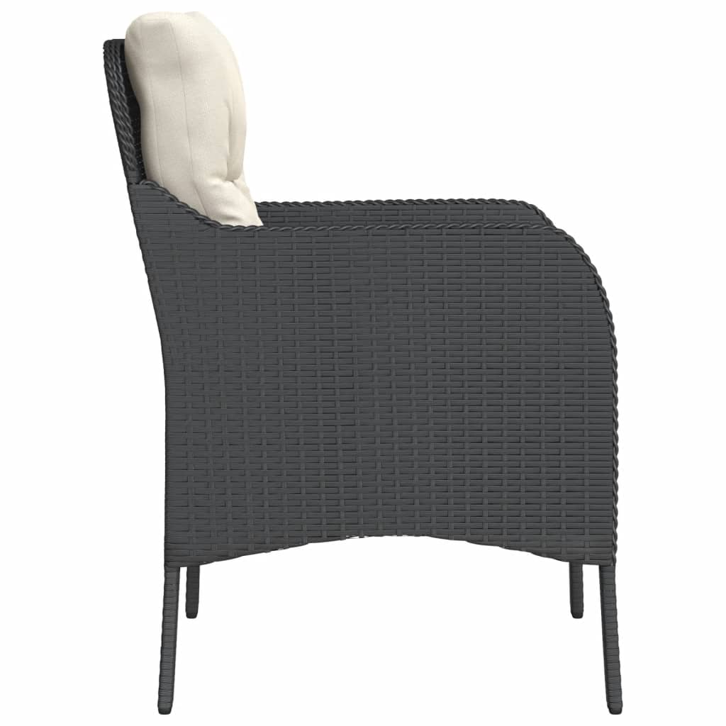 Patio Chairs with Cushions 2 pcs Black Poly Rattan