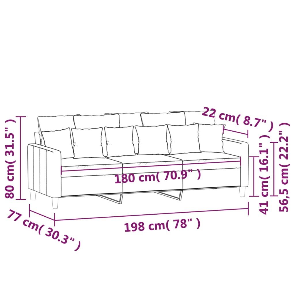 3-Seater Sofa Dark Green 70.9" Velvet