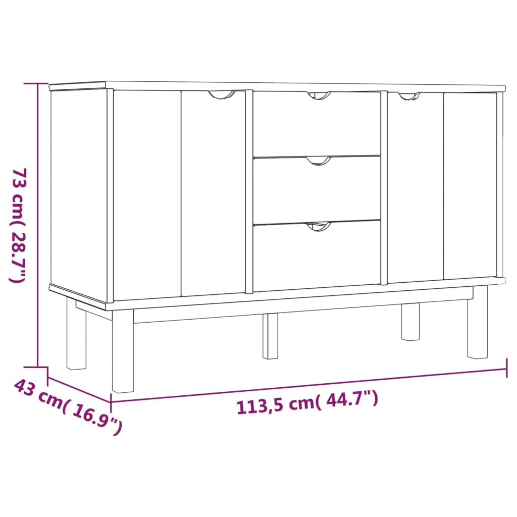 Sideboard OTTA Brown and Gray 44.7"x16.9"x28.7" Solid Wood Pine