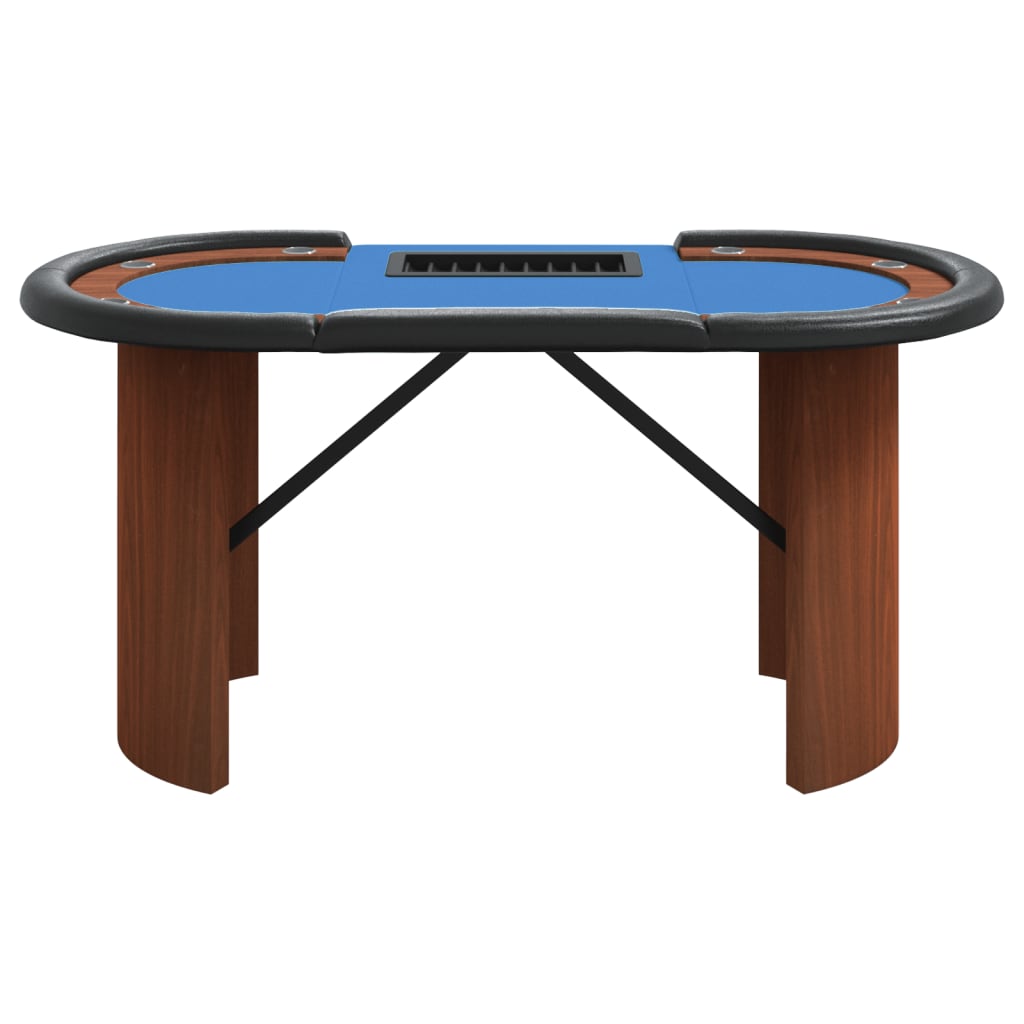 10-Player Poker Table with Chip Tray Blue 63"x31.5"x29.5"