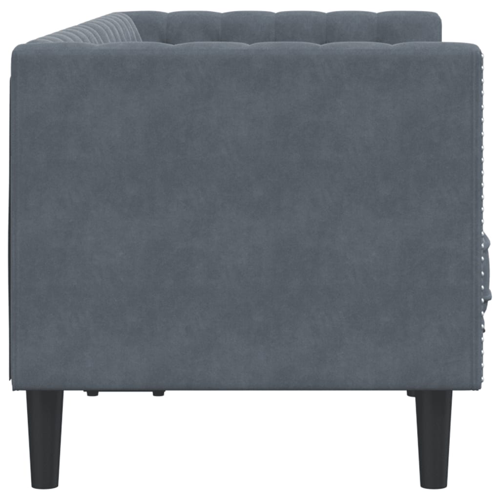 Chesterfield Sofa with Bolsters 2-Seater Dark Gray Velvet