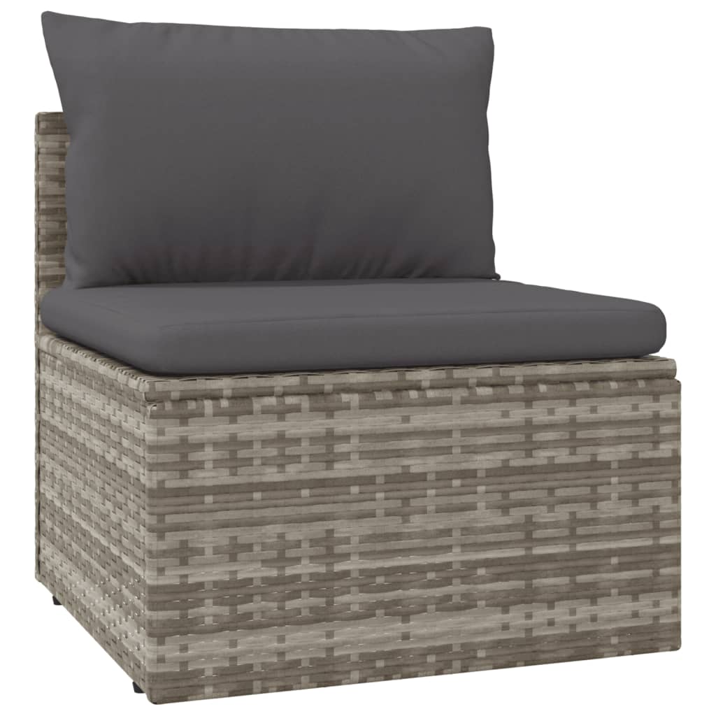 7 Piece Patio Lounge Set with Cushions Gray Poly Rattan