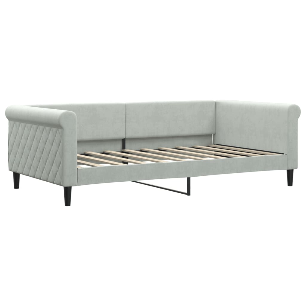 Day Bed without Mattress Light Gray 39.4"x74.8" Velvet