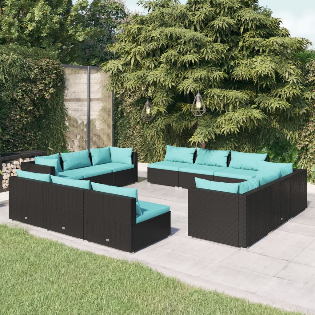 8 Piece Patio Lounge Set with Cushions Poly Rattan Brown