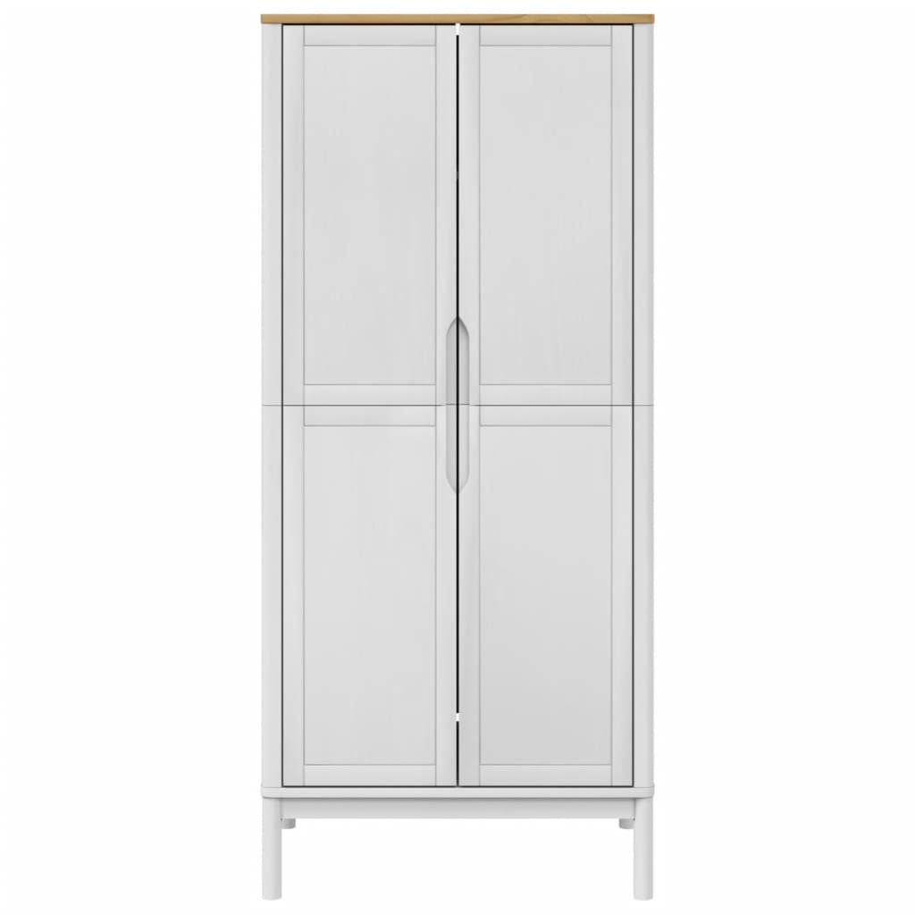 Wardrobe FLORO White 30.3"x20.9"x67.3" Solid Wood Pine