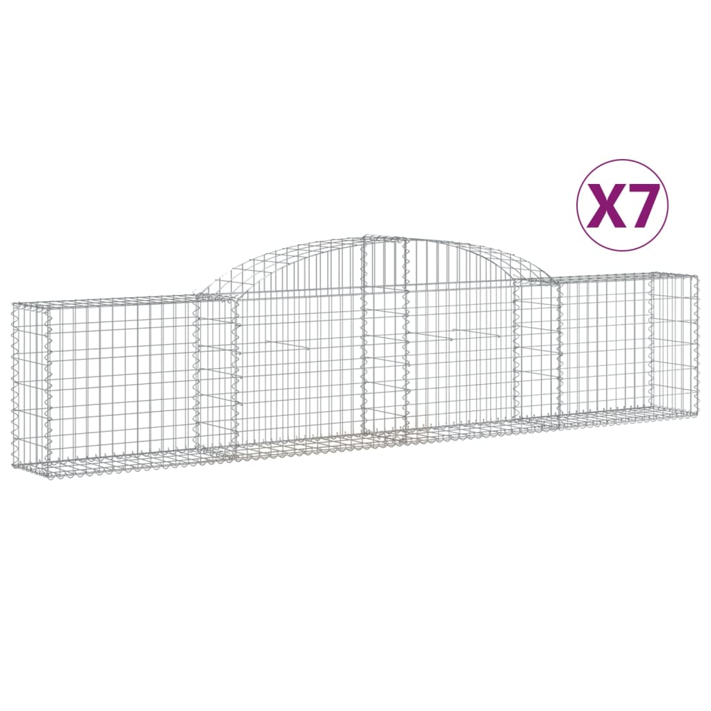 Arched Gabion Baskets 7 pcs 118.1"x11.8"x23.6"/31.5" Galvanized Iron