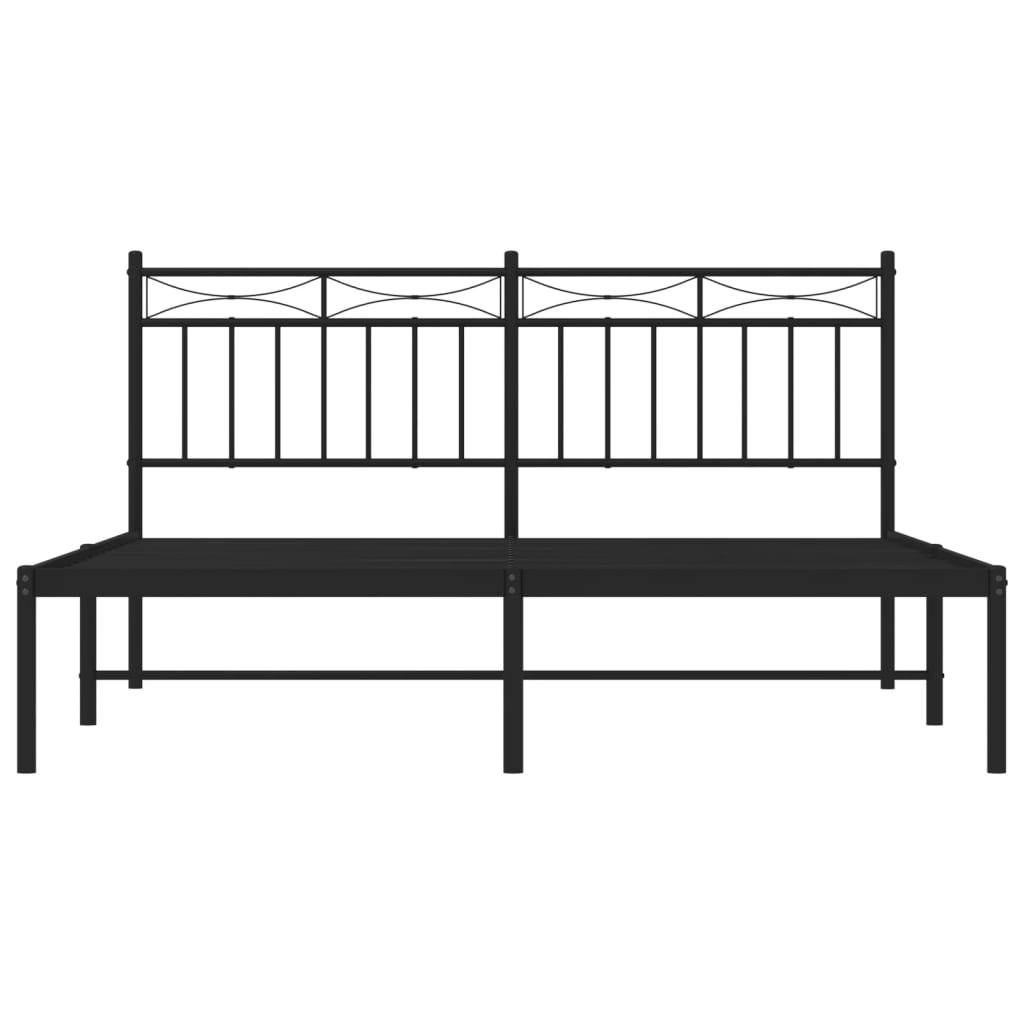 Metal Bed Frame without Mattress with Headboard Black 59.1"x78.7"