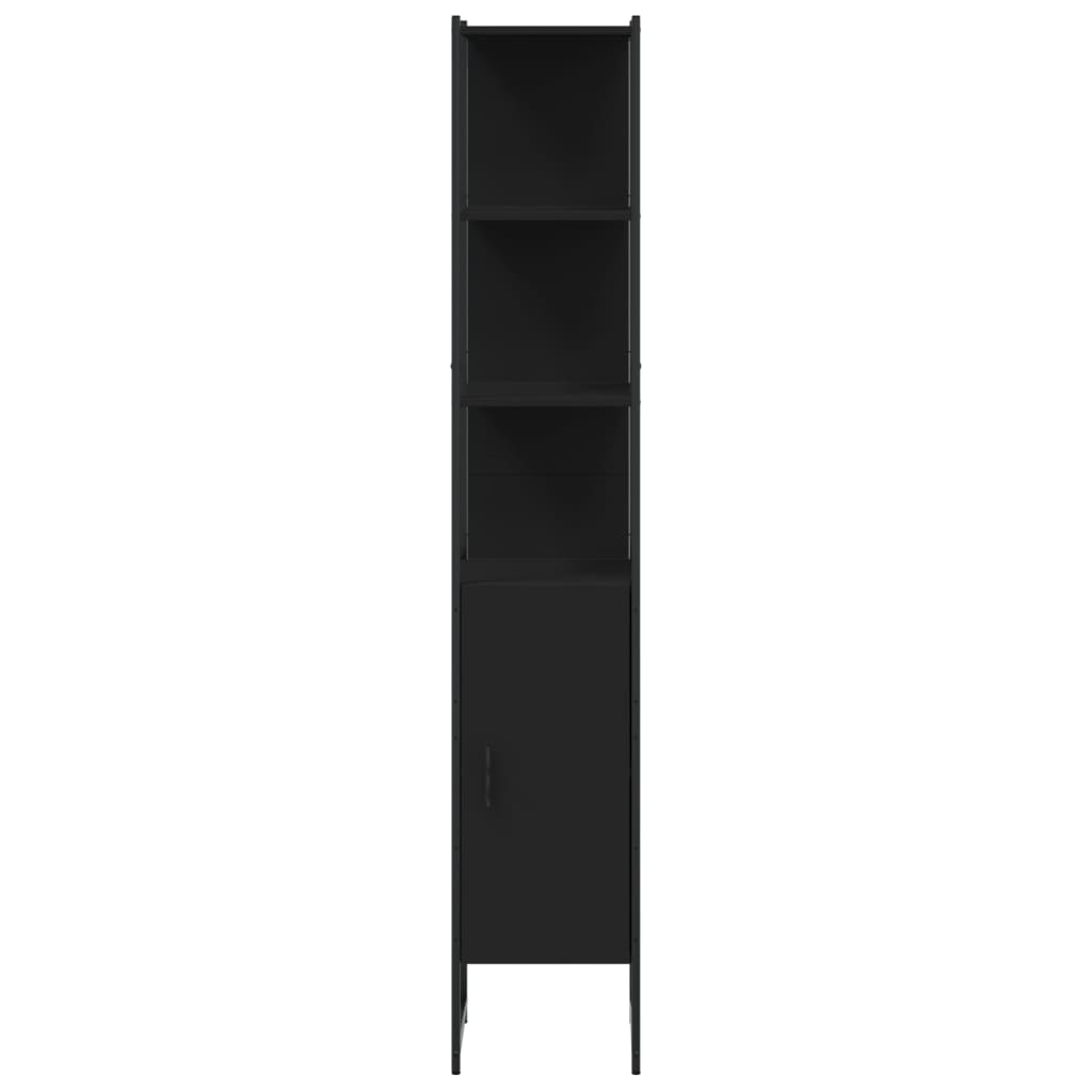 Bathroom Cabinet Black 13"x13"x73" Engineered Wood