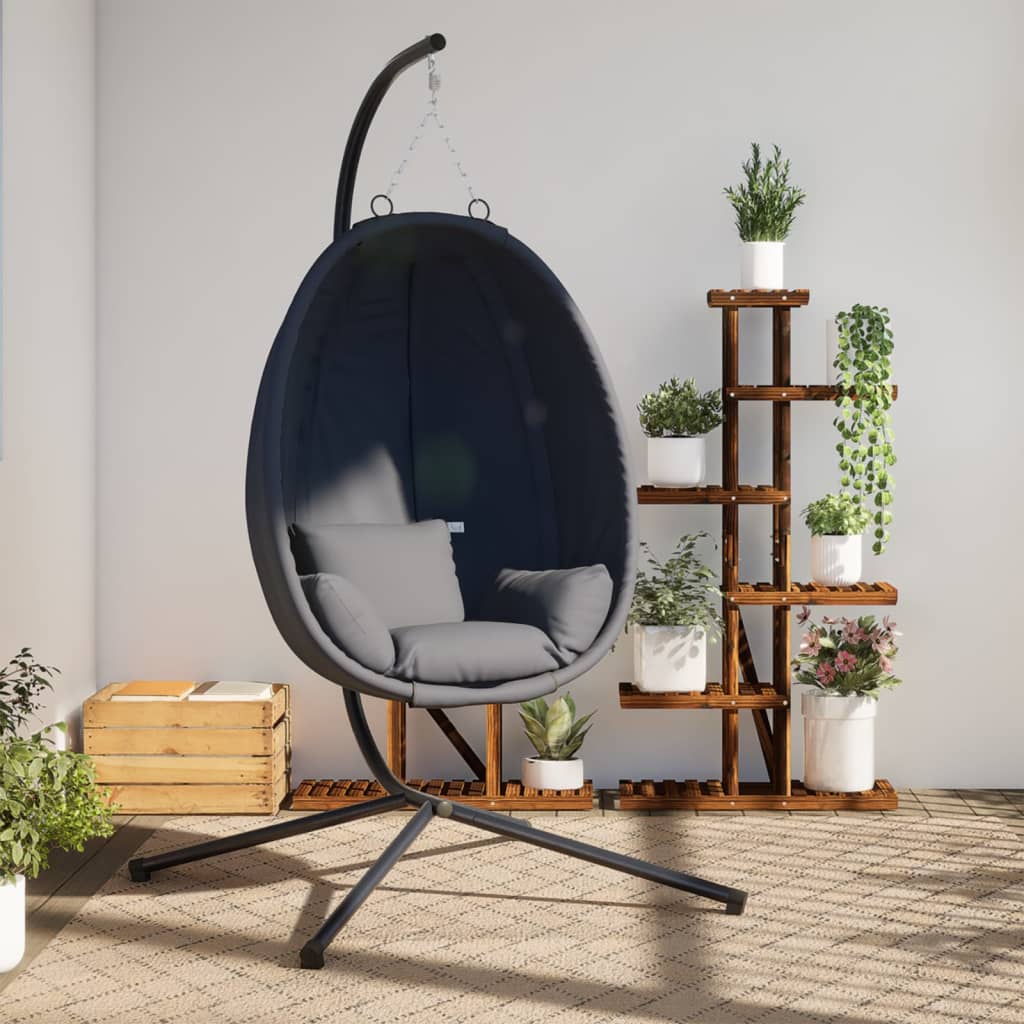 Hanging Egg Chair with Stand Anthracite Fabric and Steel