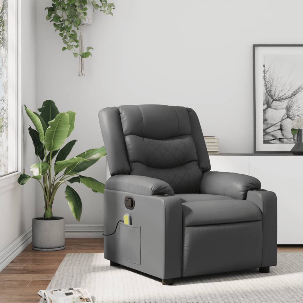 Massage Recliner Chair Black Faux Leather