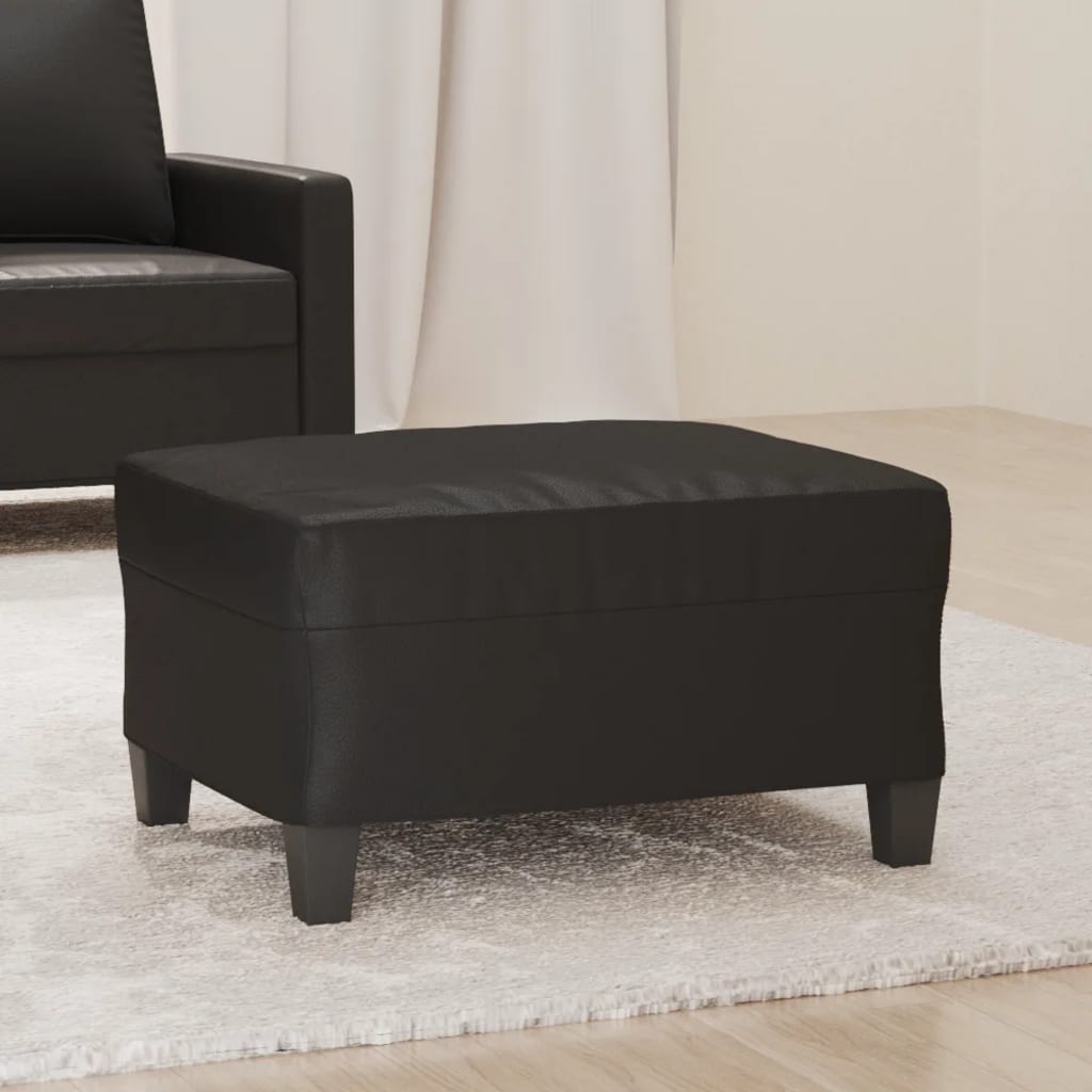 Footstool Black 27.6"x21.7"x16.1" Faux Leather