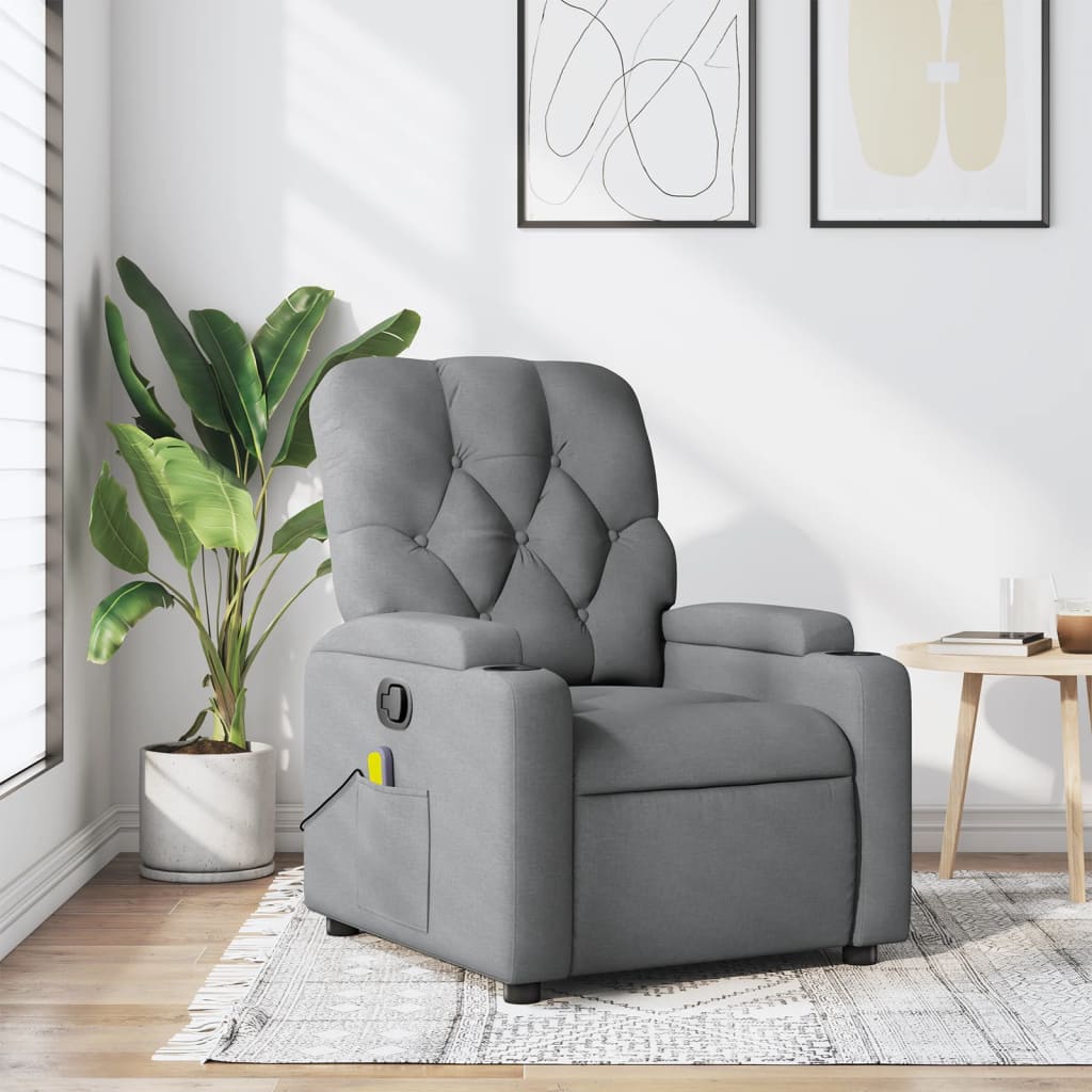 Massage Recliner Chair Dark Gray Fabric