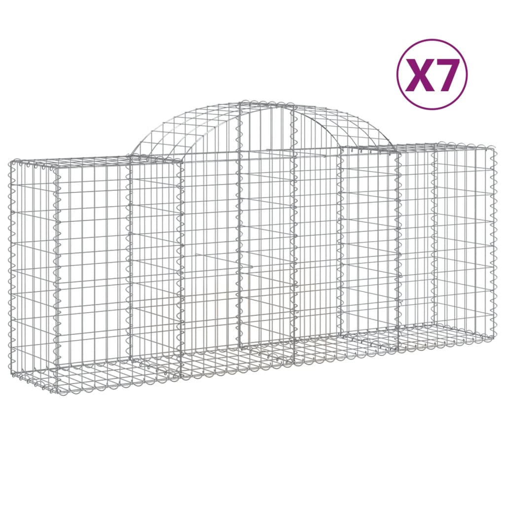 Arched Gabion Baskets 7 pcs 78.7"x19.7"x31.5"/39.4" Galvanized Iron