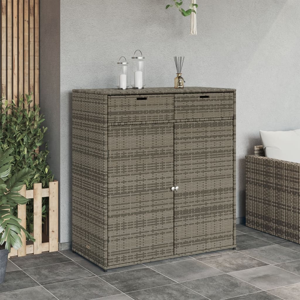 Patio Storage Cabinet Gray 41.3"x21.7"x44.5" Poly Rattan