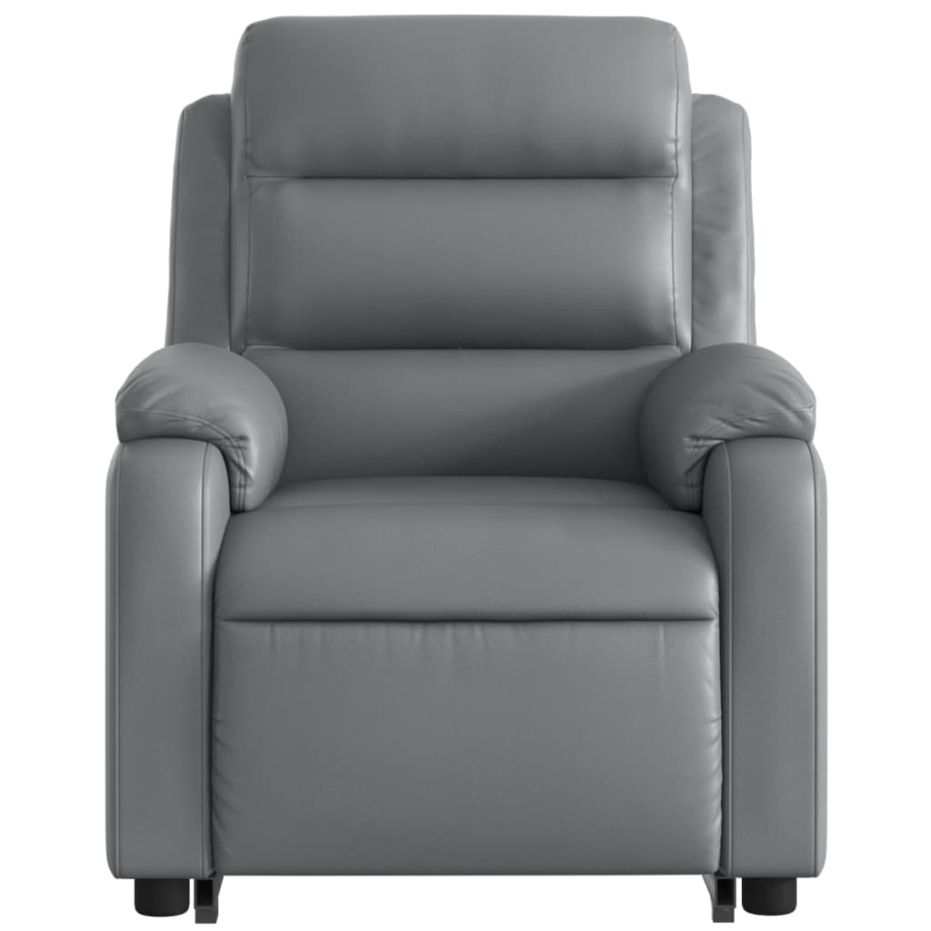 Electric Stand up Massage Recliner Chair Gray Faux Leather