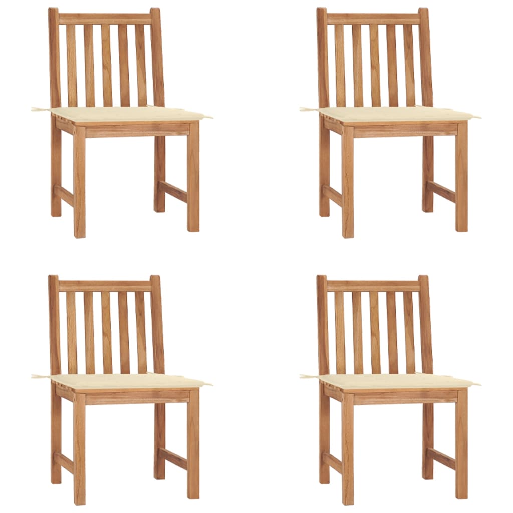 Patio Chairs 4 pcs with Cushions Solid Teak Wood