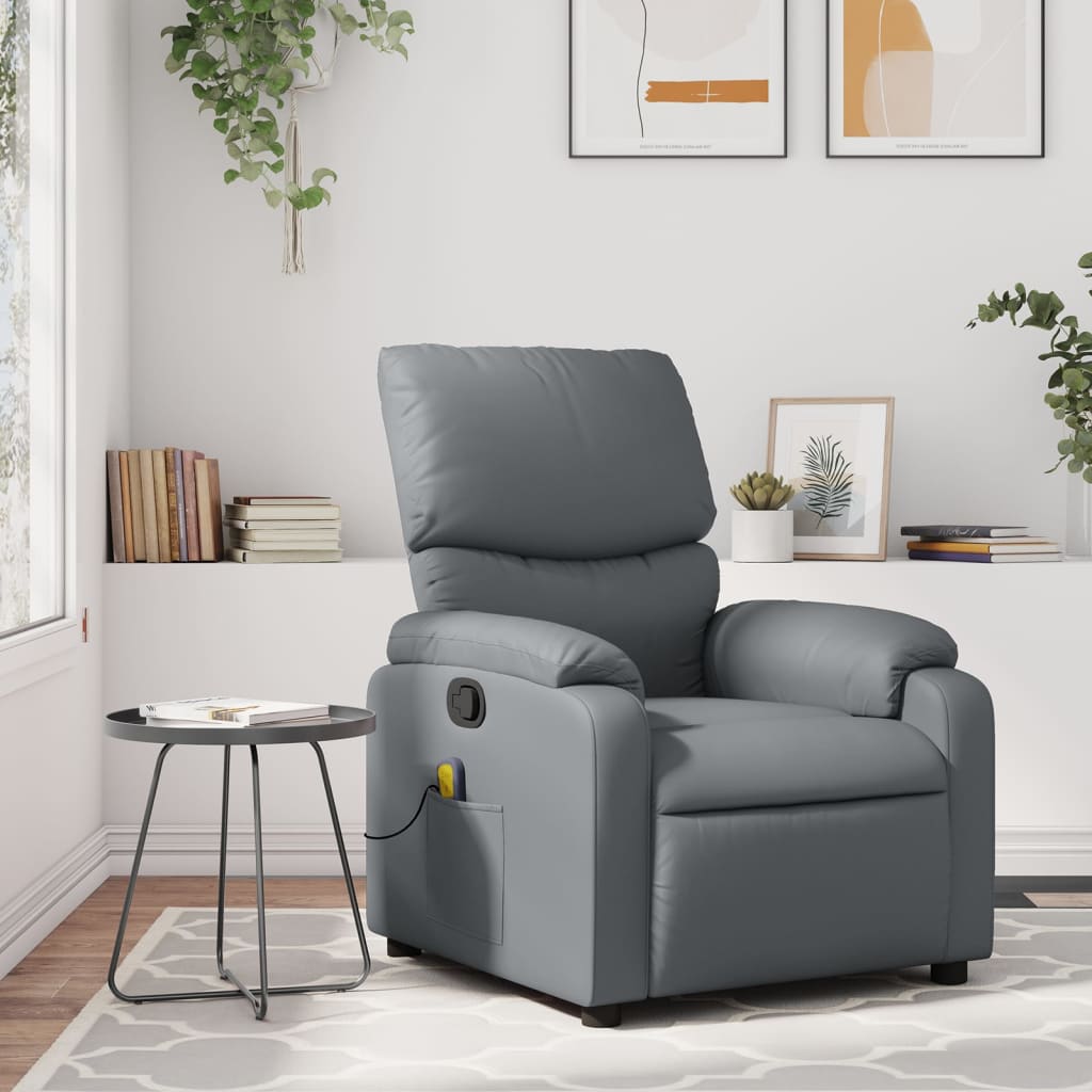 Massage Recliner Chair Black Faux Leather