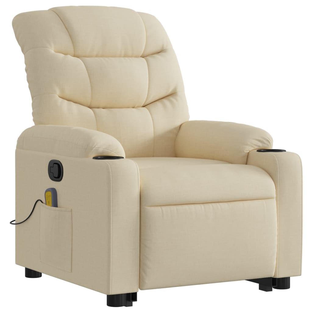 Stand up Massage Recliner Chair Cream Fabric