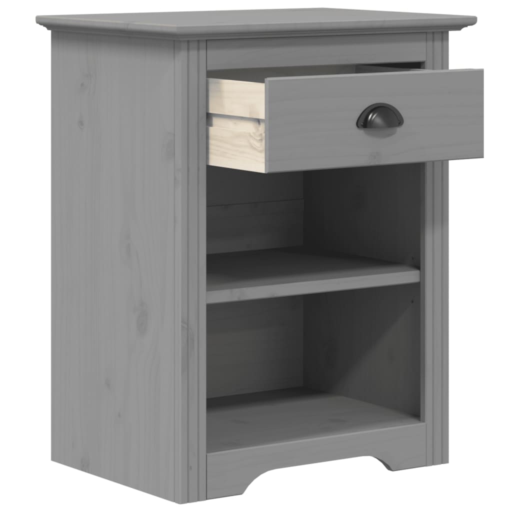 Bedside Cabinet BODO Gray 20.9"x15.2"x26.4" Solid Wood Pine