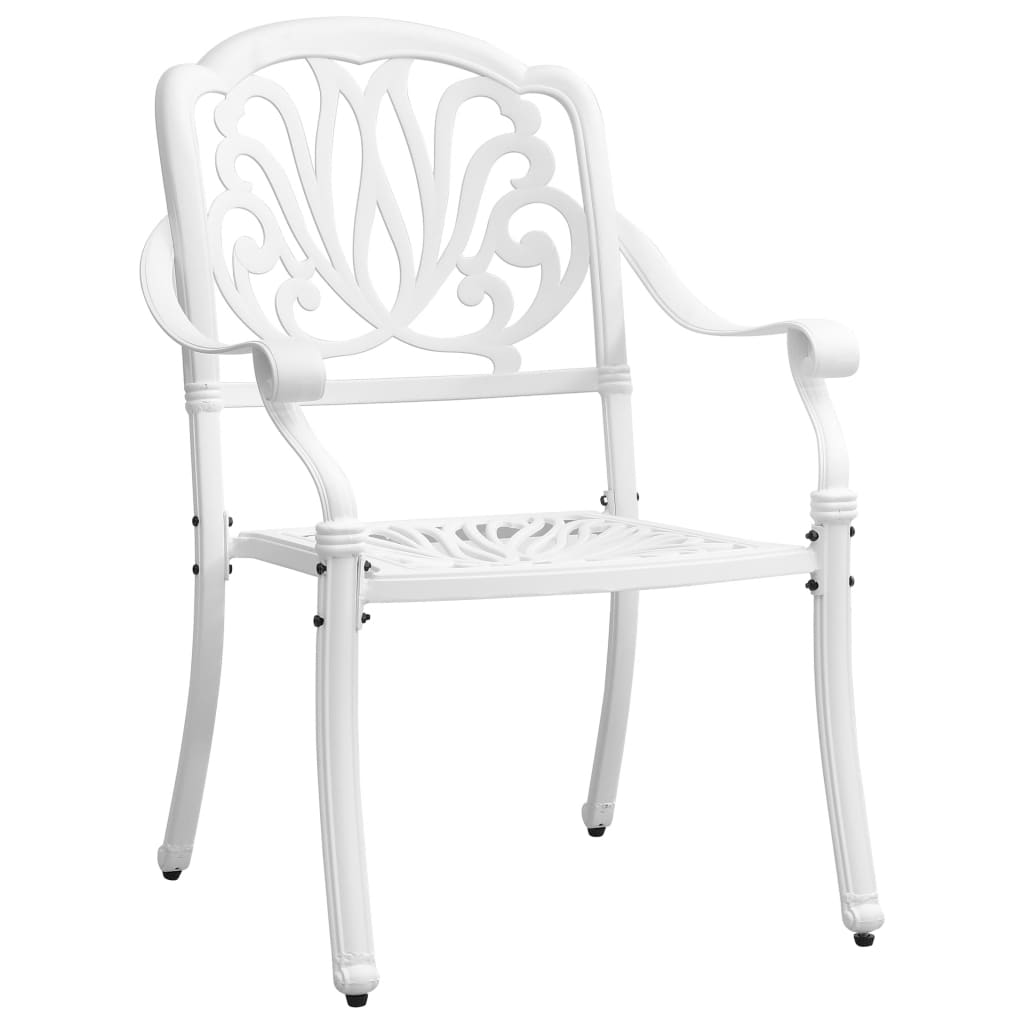 3 Piece Bistro Set White Cast Aluminum