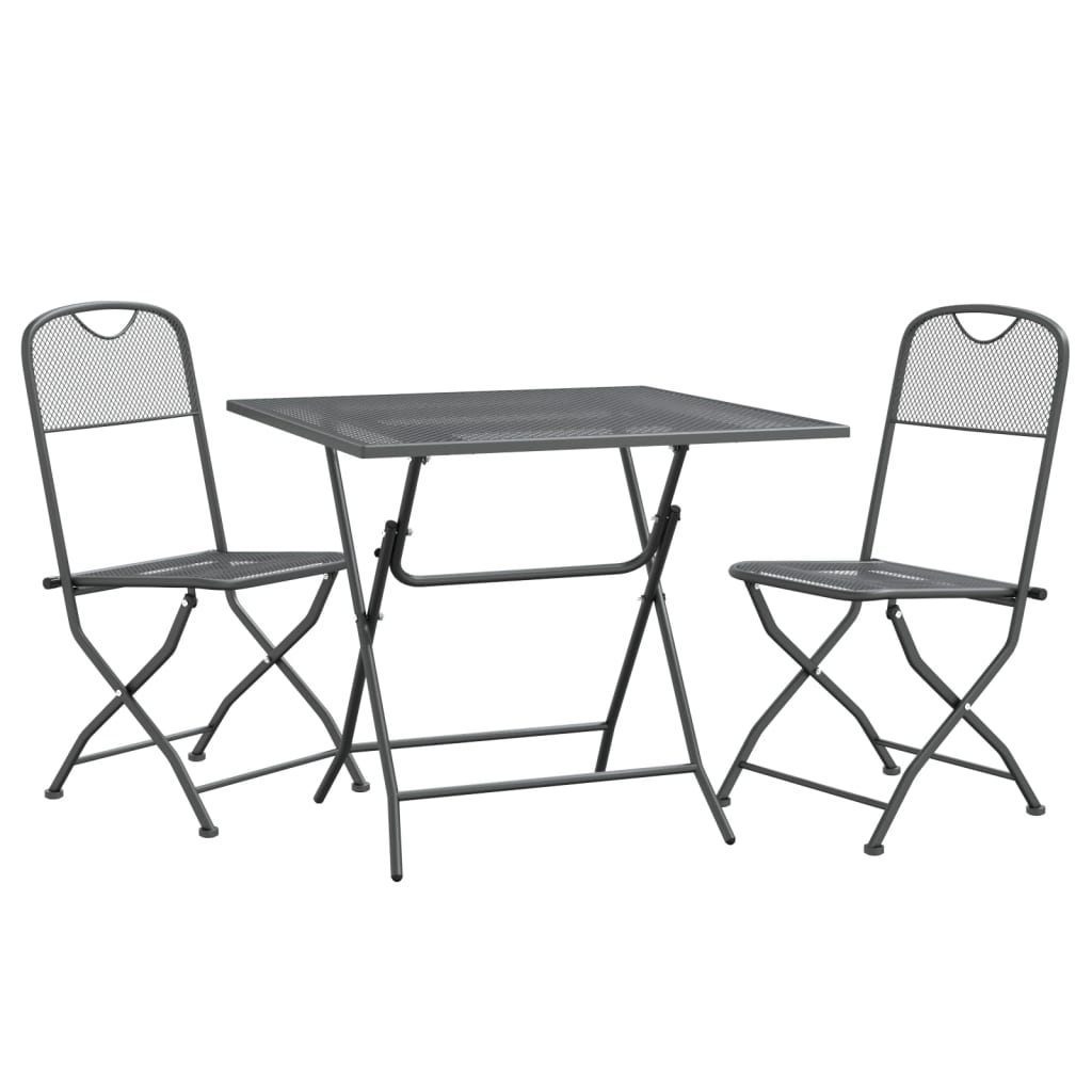 3 Piece Patio Dining Set Expanded Metal Mesh Anthracite