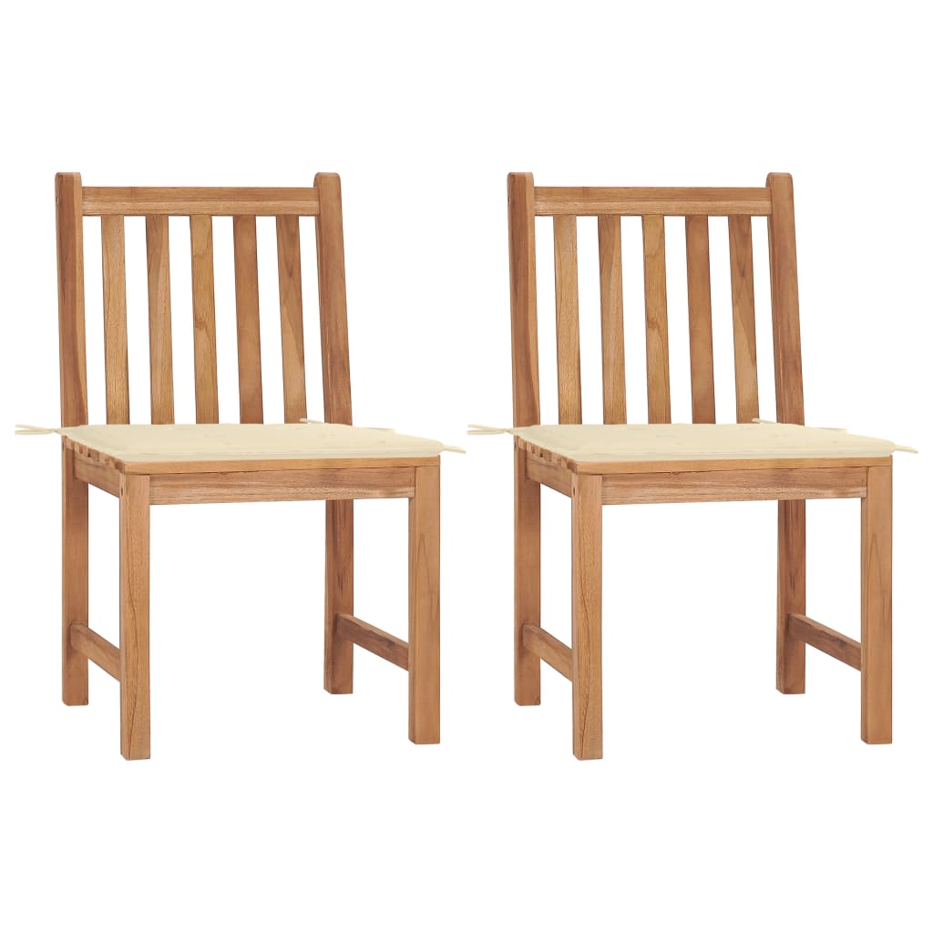 Patio Chairs 4 pcs with Cushions Solid Teak Wood