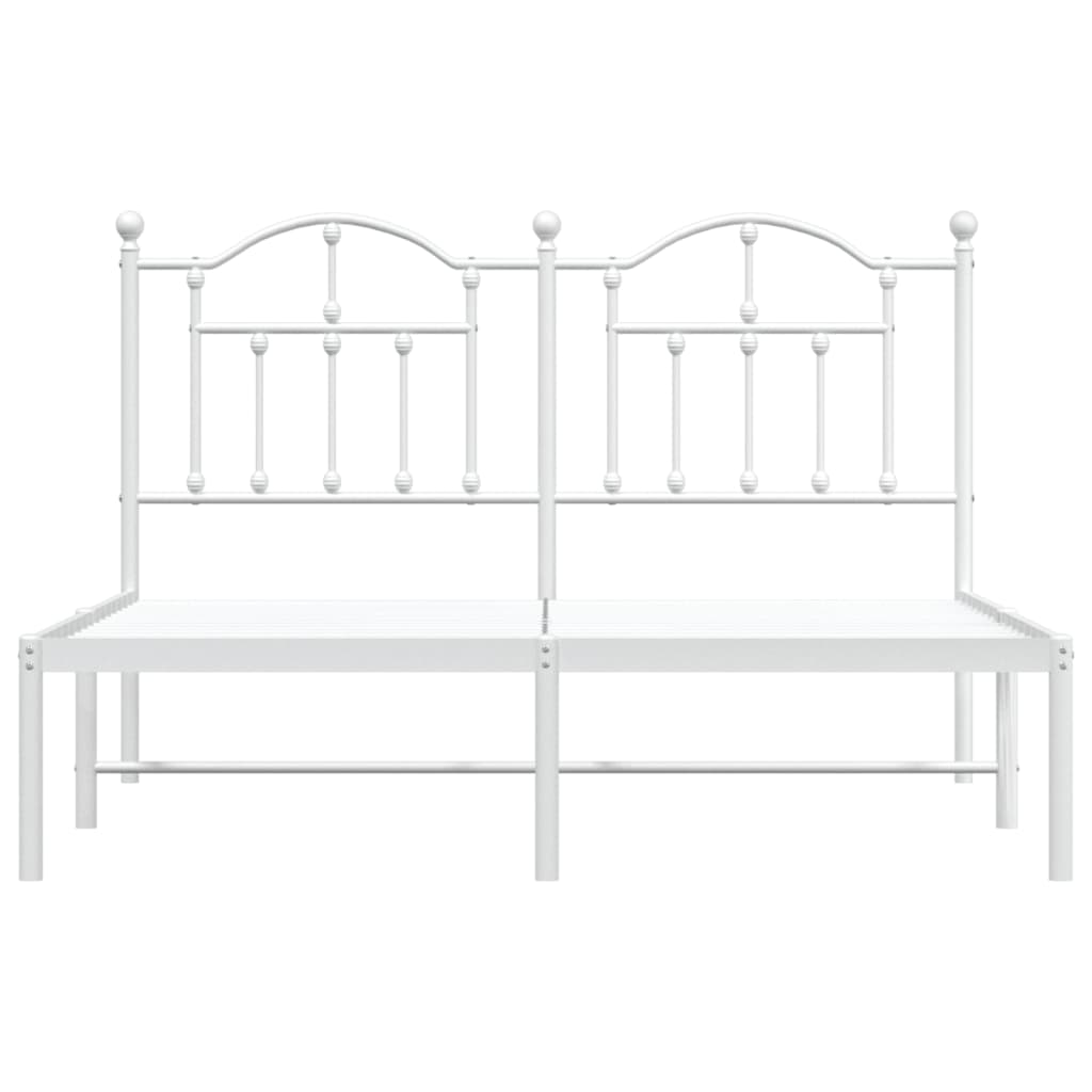 Metal Bed Frame without Mattress with Headboard White 53.1"x74.8"