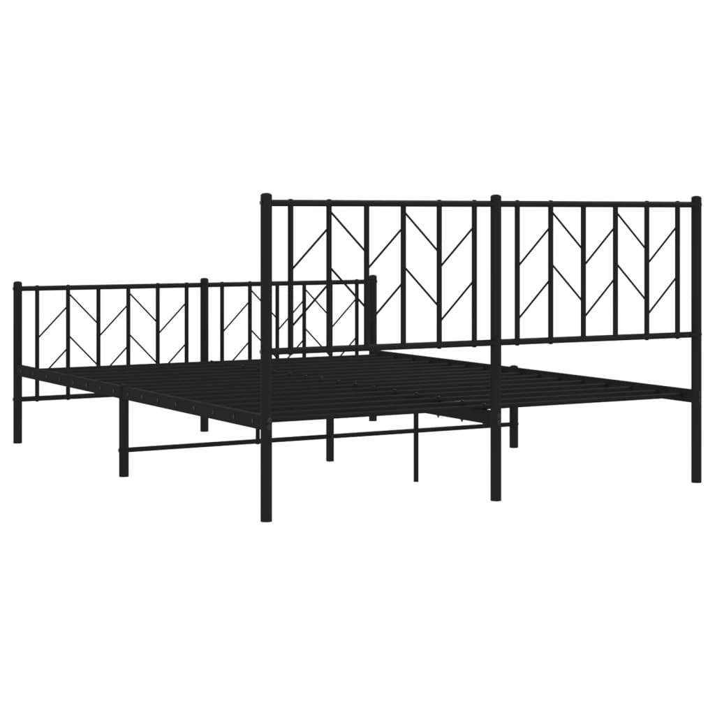 Metal Bed Frame without Mattress with Footboard Black 59.1"x78.7"