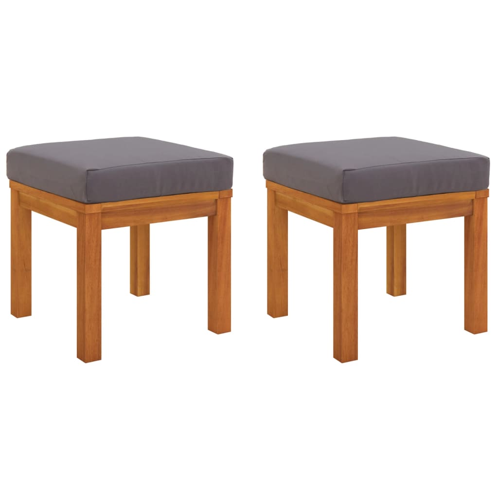 Patio Stools with Cushions 2 pcs 15.7"x15.7"x16.5" Solid Wood Acacia