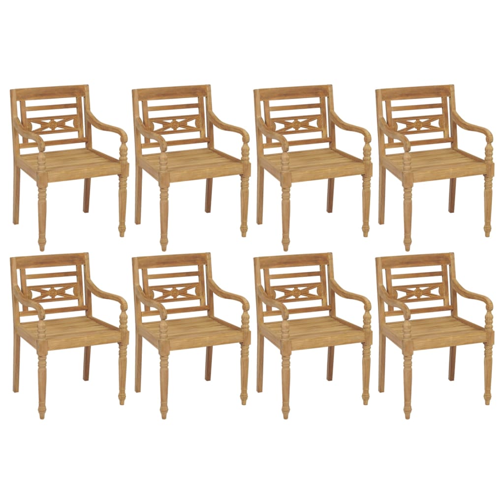 Batavia Chairs with Cushions 8 pcs Solid Teak Wood