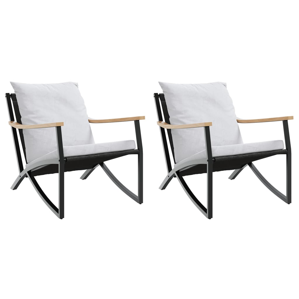 Patio chairs with Cushions 2 pcs Black Steel