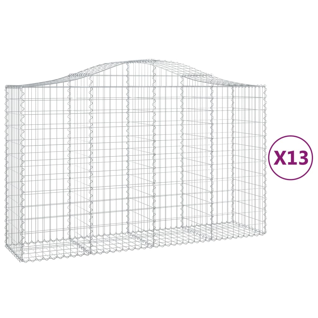 Arched Gabion Baskets 13 pcs 78.7"x19.7"x47.2"/55.1" Galvanized Iron