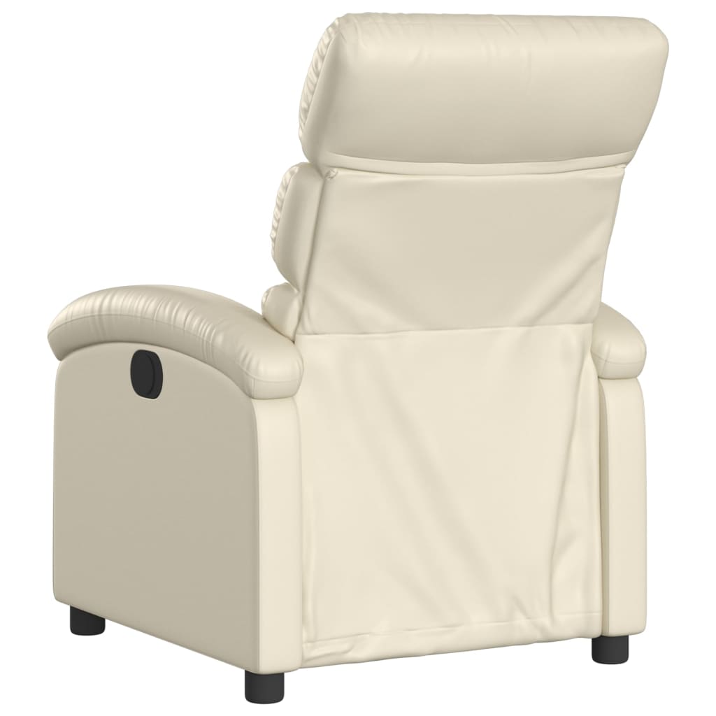 Electric Recliner Chair Cream Faux Leather