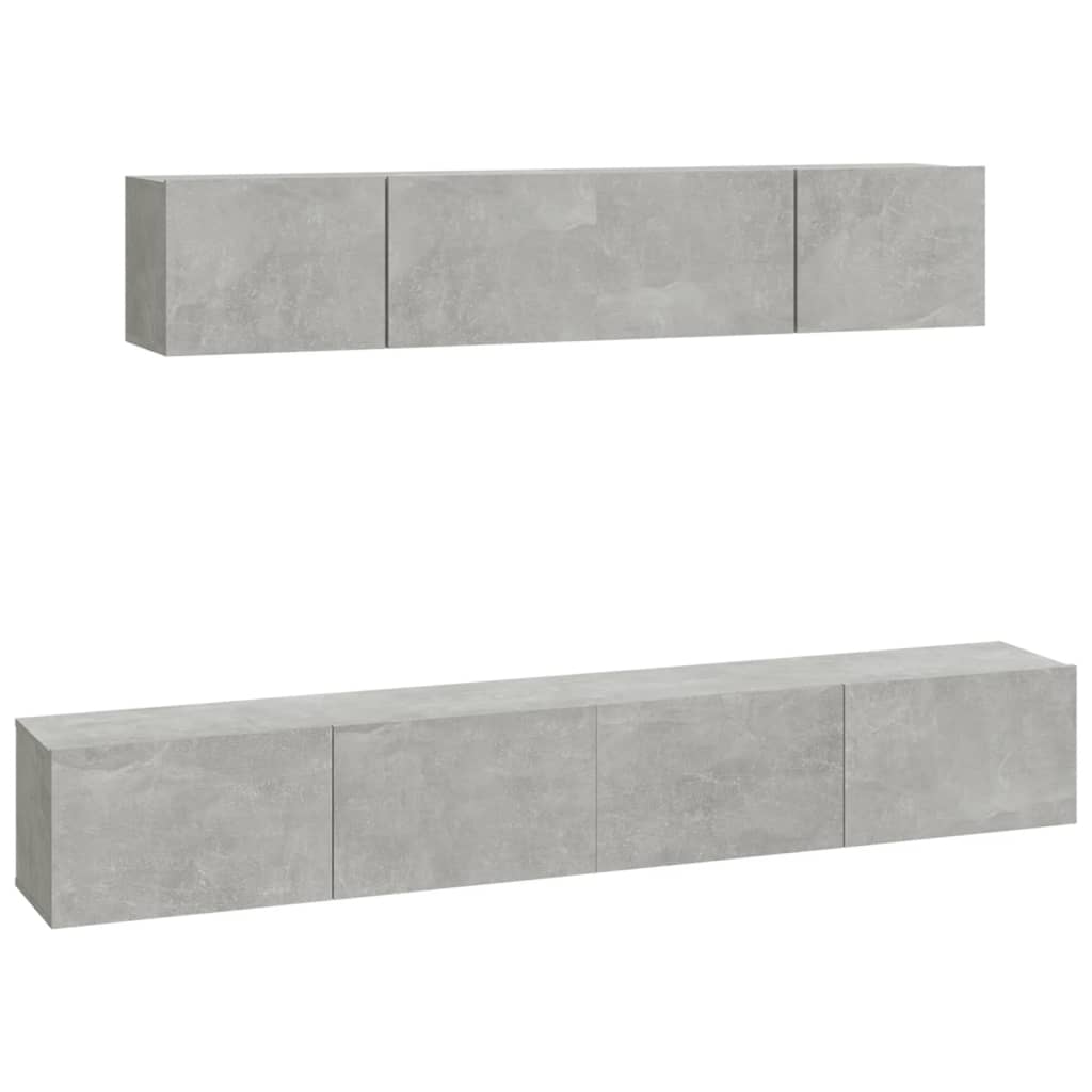 4 Piece TV Stand Set Concrete Gray Engineered Wood